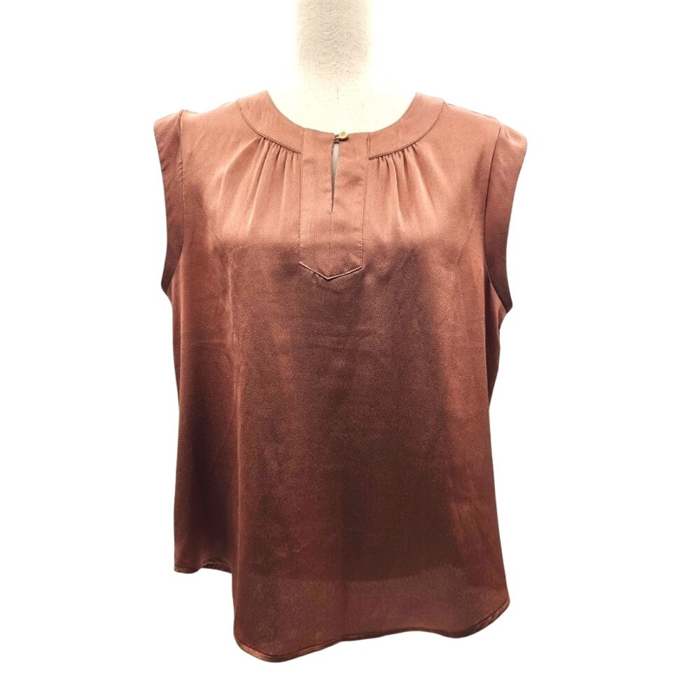 Liz Claiborne Career Sleeveless Blouse Tan Brown Size Large